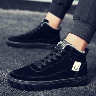 Fleece-lined High-top Lace-up Sneakers