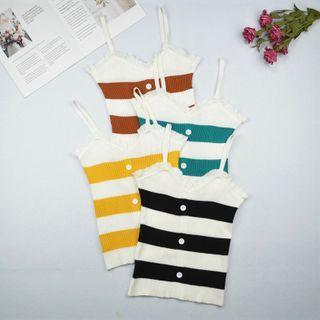 Spaghetti Strap Paneled Knit Top