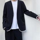 Single-breasted Contrast Trim Blazer