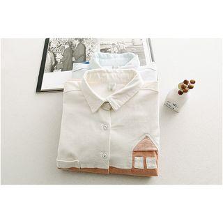 Long-sleeve Color-block Blouse