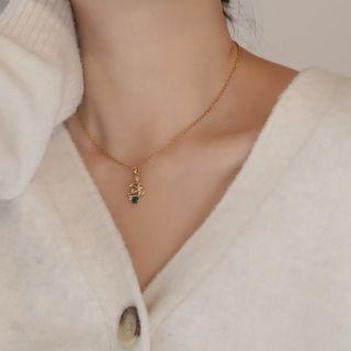 Christmas Tree Rhinestone Pendant Alloy Necklace Gold - One Size
