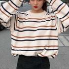 Color-block Striped Long-sleeve Knit Top