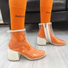 Block Heel Clear Ankle Boots