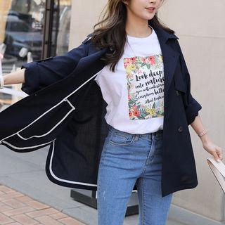 Tab-sleeve Double-breasted Trench Jacket