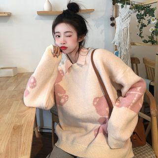 Bear Print Sweater Bears - Pink - One Size