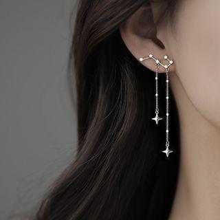 Sterling Silver Star Fringed Earring 1 Pair - Earrings - 925 Silver - Star - Silver - One Size