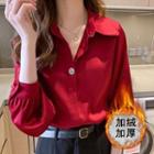 Fleeced Long-sleeve Blouse
