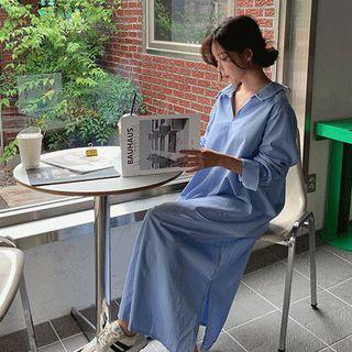 Open-placket Tie-back Shirtdress