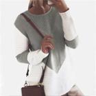 Long Sleeve Color-block Loose-fit Sweater