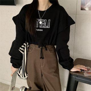 Printed Letter Cropped Sweatshirt