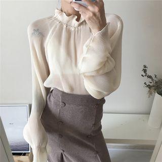 Ruffle Chiffon Blouse As Shown In Figure - One Size