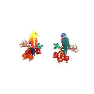 Fashion And Elegant Plated Gold Parrot Cubic Zirconia Stud Earrings Golden - One Size