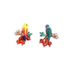 Fashion And Elegant Plated Gold Parrot Cubic Zirconia Stud Earrings Golden - One Size