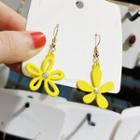 Non-matching Alloy Flower Dangle Earring 1 Pair - Yellow - One Size