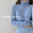 Turtleneck Cable-knit Cropped Sweater In 5 Colors
