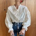 Long-sleeve Ruffle Blouse As Shown In Figure - One Size