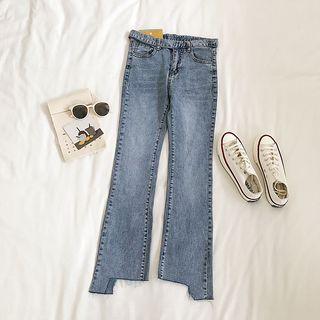 Irregular High-waist Boot-cut Jeans