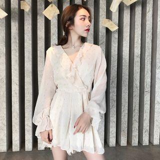 Open-back Ruffled-trim Chiffon Playsuit