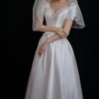 V-neck A-line Wedding Gown