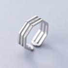 925 Sterling Silver Geometric Layered Open Ring As Shown In Figure - One Size