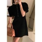 Round-neck Velvet Puff Short-sleeve Dress