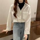 Corduroy Mock Two-piece Pocket-detail Long-sleeve Shirt