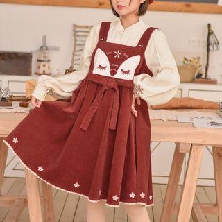 Owl Print Corduroy Jumper Dress