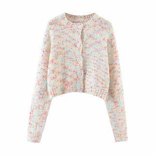 Set: Melange Knit Camisole Top + Cardigan Camisole Top - Pink - One Size / Cardigan - Pink - One Size