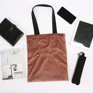 Lettering Velvet Shoulder Bag