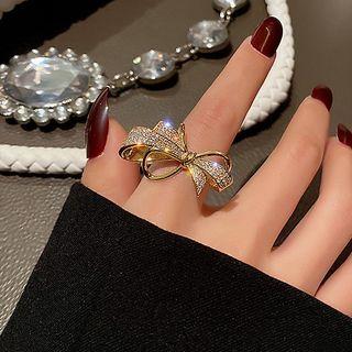 Cz Ribbon Open Ring 1 Pc - Gold - One Size