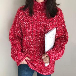 M Lange Turtleneck Cable Knit Sweater