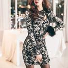 Cutout-front Sequined Sheath Dress
