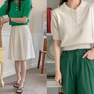 Color Knit Short Polo Shirt