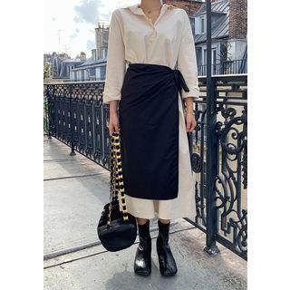 Set: Maxi Shirtdress + Wrap Skirt Black - One Size