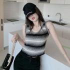 Color Block Knit Tank Top Black & White - One Size