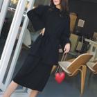 Set: Long-sleeve Midi Dress + Cardigan
