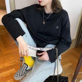 Round-neck Embroider Oversize Split Top
