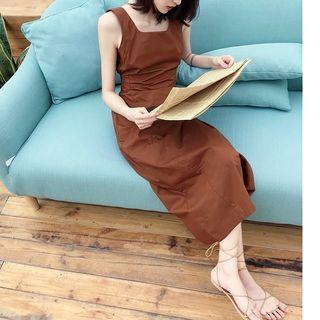 Lace-up Back Sleeveless Midi Dress