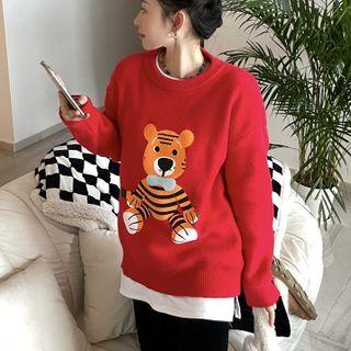 Cartoon Tiger Print Sweater