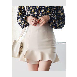 Wrapped Ruffle-hem Mini Skirt