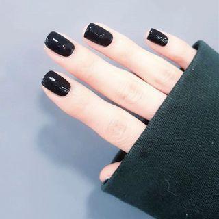 Plain Faux Nail Tips 421 - Black - One Size