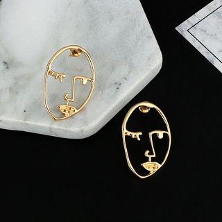 Alloy Face Earring Gold - One Size