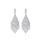 Elegant And Luxurious Geometric Tassel Earrings With Cubic Zirconia Silver - One Size