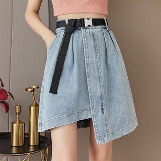 Irregular Mini A-line Denim Skirt