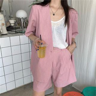 Short-sleeve Oversize Blazer / High-waist Shift Shorts
