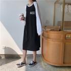 Raglan Long Sleeve Lettering T-shirt Dress