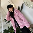 Funnel-neck Zip-up Faux-fur Jacket