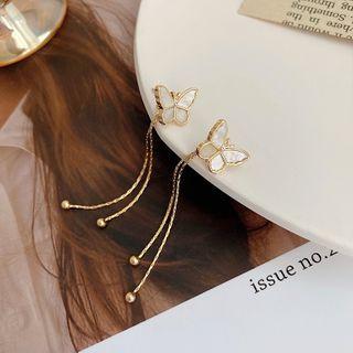 Alloy Butterfly Fringed Earring 01 - 1 Pair - Gold - One Size