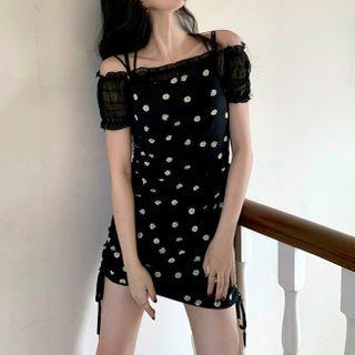 Spaghetti Strap Daisy Print Mini Dress