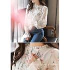 Pleated-front Floral Print Chiffon Top
